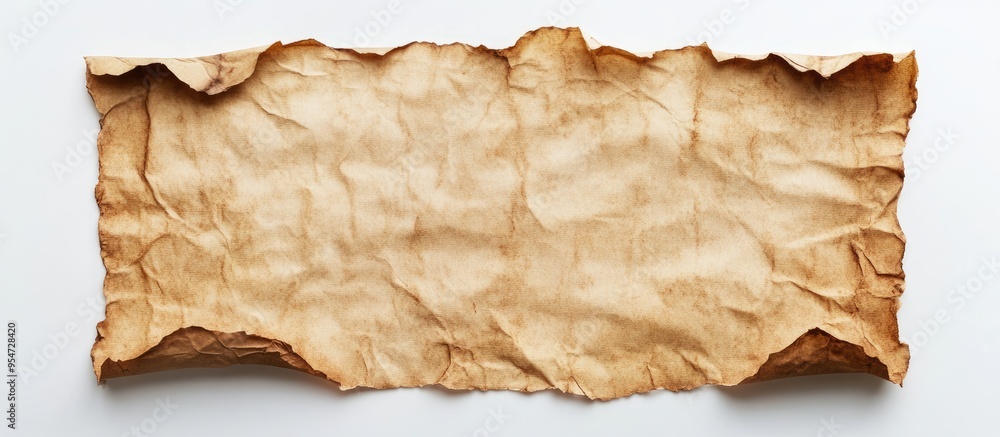 top view of aged paper on a white background with clipping path. with copy space image. Place for adding text or design top view of aged paper on a white background with clipping path. with copy space image. Place for adding text or design