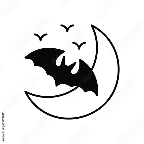 Eerie Moon icon vector stock illustration