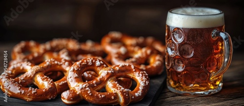 Delicious pretzels on a dar...