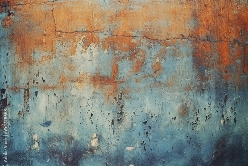 Tonal painted concrete wall with light red and dark blue backdrop