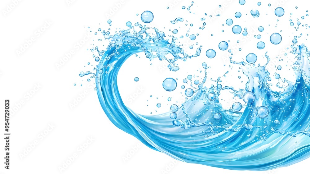 Blue Water Wave Splash with Bubbles Blue Water Wave Splash with Bubbles