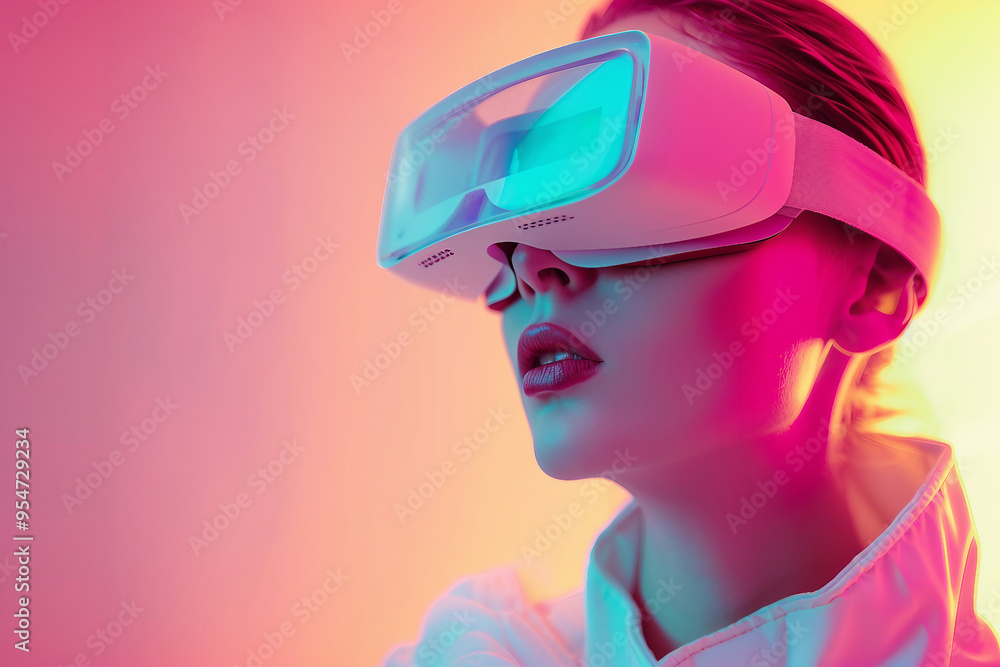 Futuristic VR goggles virtual experience conceptual photo illustration, Generative AI art Futuristic VR goggles virtual experience conceptual photo illustration, Generative AI art