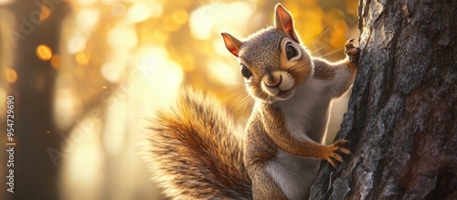 Close up of a squirrel on a...