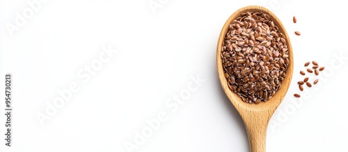 Brown flax seeds Linseed in...