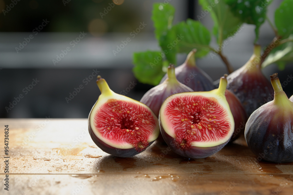 Close-up of a bunch of green figs, fresh fruits. The fruits are arranged in a row. The figs are ripe and plump, with a dark green hue Close-up of a bunch of green figs, fresh fruits. The fruits are arranged in a row. The figs are ripe and plump, with a dark green hue