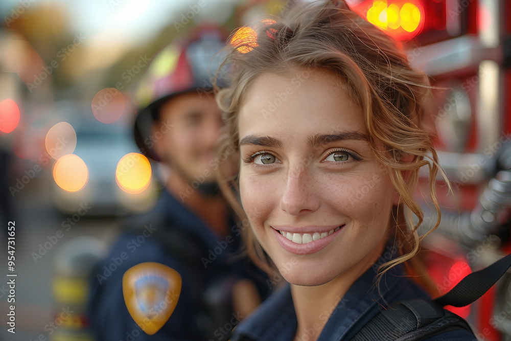 AI generated image of professional police rescue service woman AI generated image of professional police rescue service woman