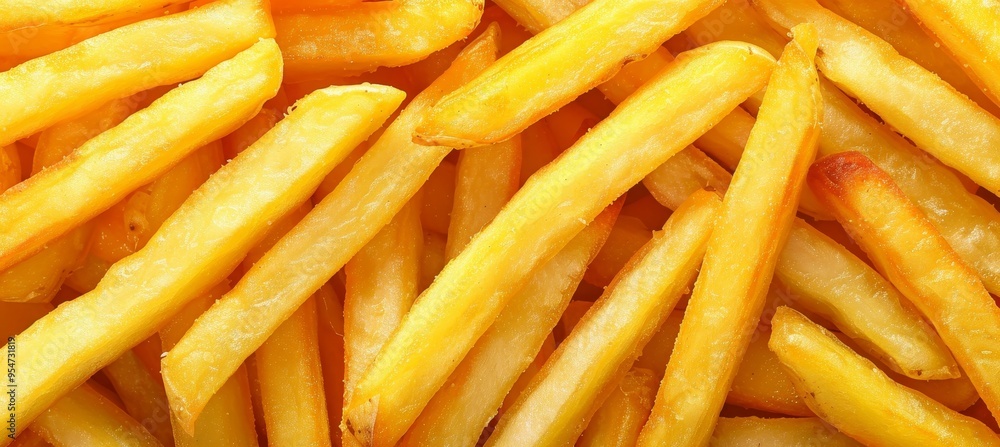 Close-Up Background Of Golden, Crispy French Fries Texture. Pattern Of Delicious Cooked Potatoes Close-Up Background Of Golden, Crispy French Fries Texture. Pattern Of Delicious Cooked Potatoes