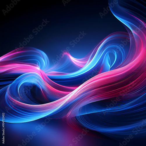  Abstract Swirling Waves of Blue and Pink Light on Dark Background- This digital art feature_1(14)