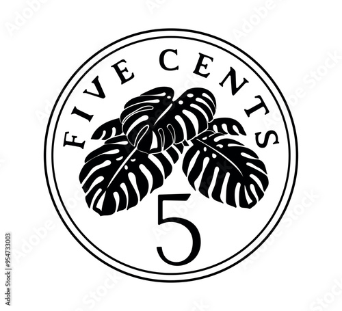 Reverse of 5 cents 1992–2012 years, Singapore.