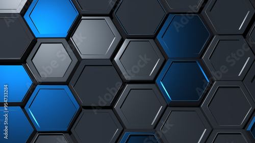 Modern Blue And Gray Hexagonal Patterned Background In 3D photo