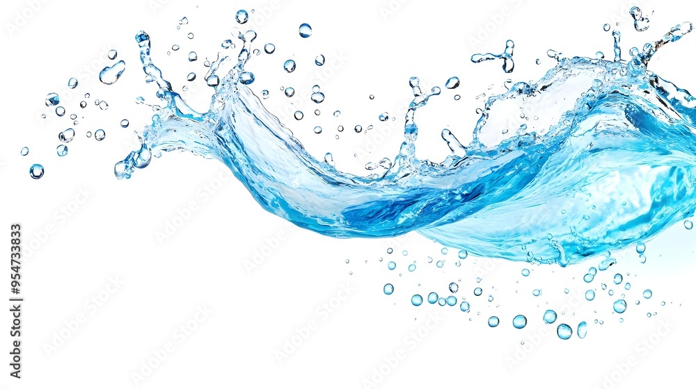 Splashing Water Drops Blue Liquid Isolated White Background Splashing Water Drops Blue Liquid Isolated White Background