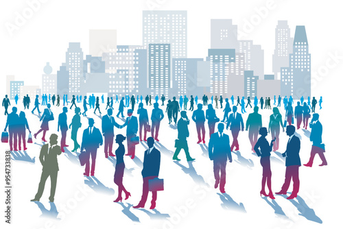 Eine große Gruppe von Menschen zusammen in der Stadt. Illustration...eps