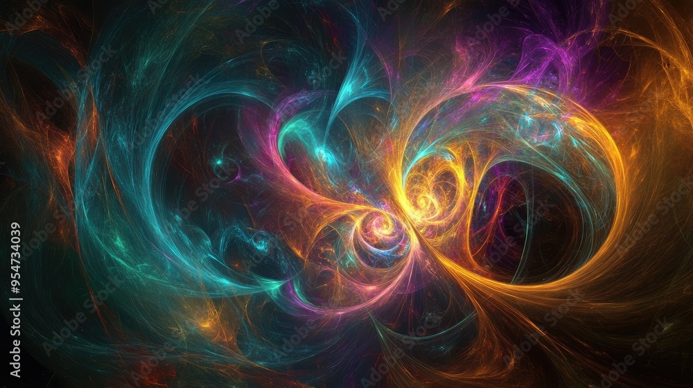 Ethereal glow emanating from abstract shapes Ethereal glow emanating from abstract shapes