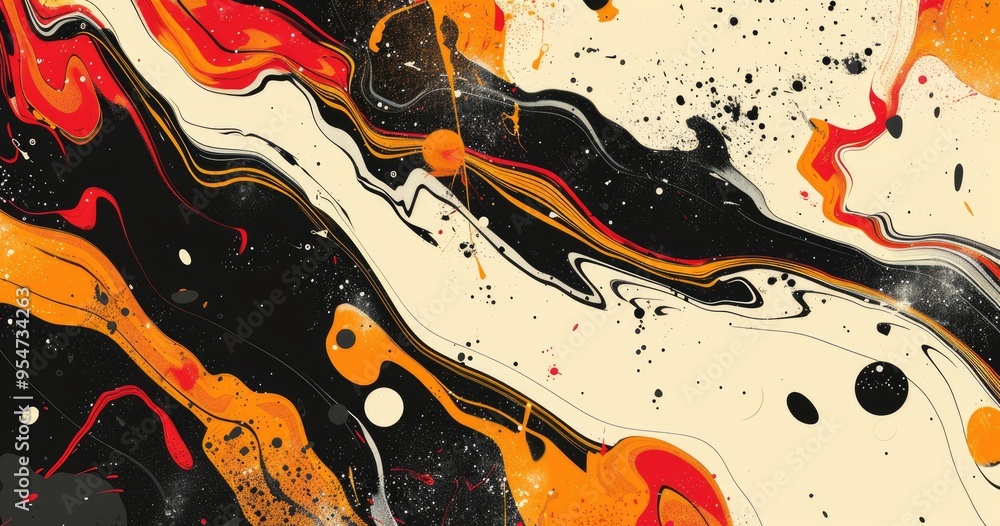 A vibrant abstract design featuring swirling patterns in black, orange, red, and cream, evoking energy and movement. A vibrant abstract design featuring swirling patterns in black, orange, red, and cream, evoking energy and movement.