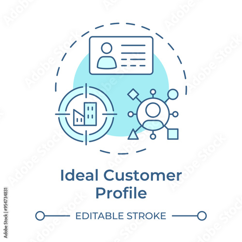 Ideal customer profile soft blue concept icon. Marketing strategy, targeting consumers. Round shape line illustration. Abstract idea. Graphic design. Easy to use in infographic, presentation
