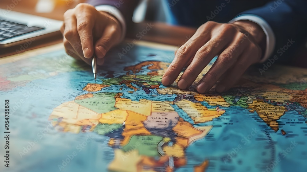 Travel Agent Providing Professional Guidance and Recommendations to a Customer Using a World Map to Plan an Upcoming Vacation or Holiday Destination Travel Agent Providing Professional Guidance and Recommendations to a Customer Using a World Map to Plan an Upcoming Vacation or Holiday Destination
