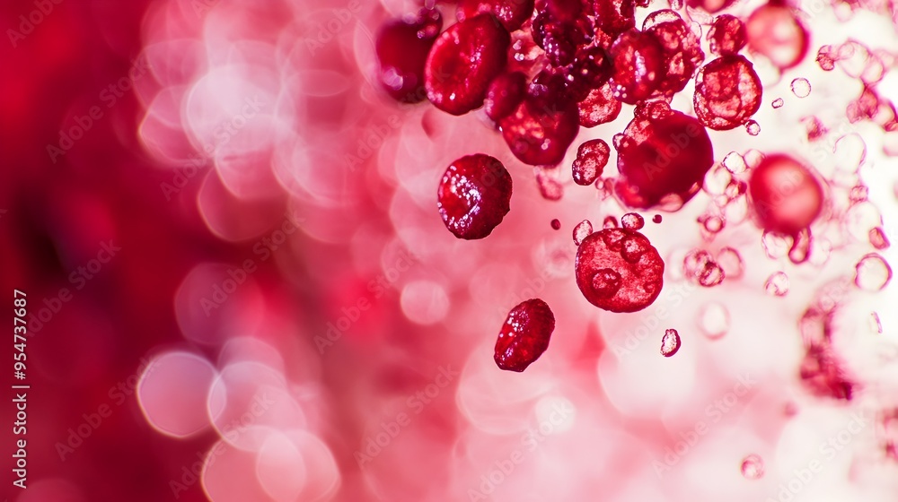 Detailed close up macro photograph of red blood cells clumping together ...
