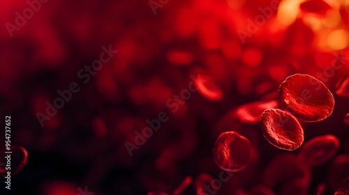 Macro photography of a close up view of red blood cells clumping together in a blood smear showcasing the intricate details and patterns for medical and scientific analysis research