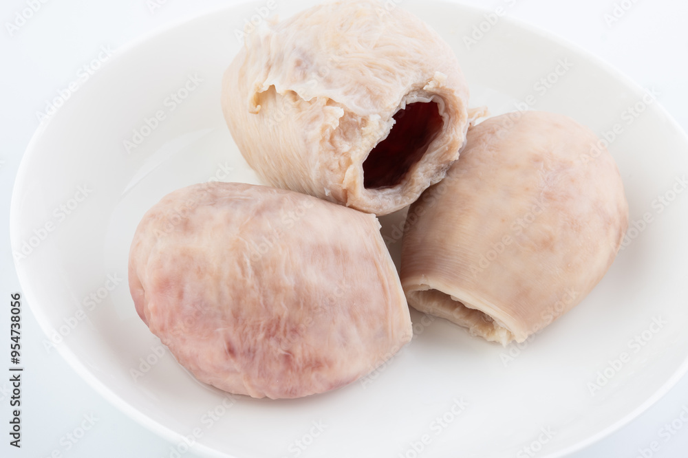 A dish of blanched pig tripe A dish of blanched pig tripe