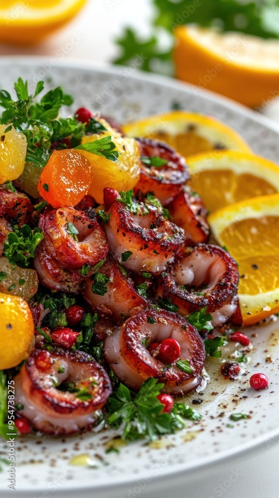 Grilled Octopus Salad with Orange, Parsley, and Pomegranate Seeds Grilled Octopus Salad with Orange, Parsley, and Pomegranate Seeds