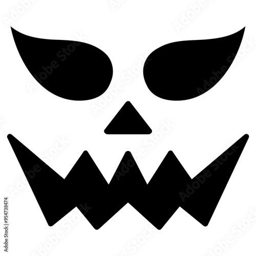 Jack O Lantern Scary Halloween Face Isolated On White