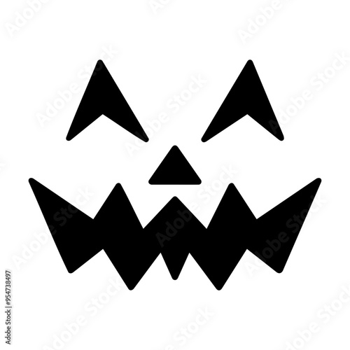 Jack O Lantern Scary Halloween Face Isolated On White