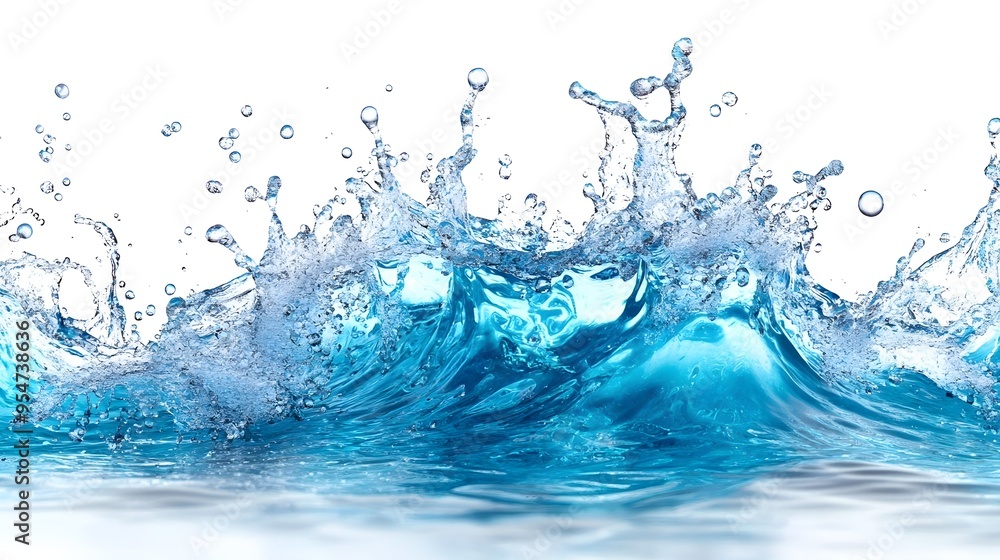 Water Splash - Blue Ocean Wave Isolated on White Background Water Splash - Blue Ocean Wave Isolated on White Background