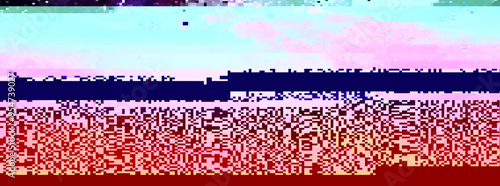 Trendy glitch pattern on dark background. Abstract geometric elements