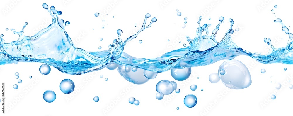 Water Splash and Bubbles - Blue Liquid Texture Water Splash and Bubbles - Blue Liquid Texture