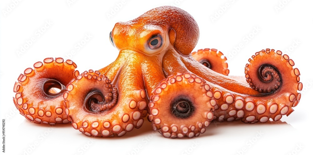Fototapeta premium Close-up of a Cooked Octopus with Tentacles Extended