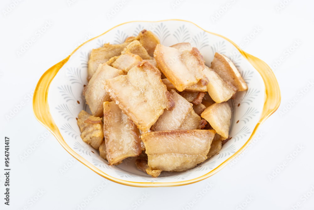 A bowl of lard residue A bowl of lard residue