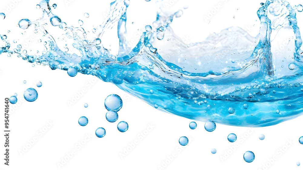 Water Splash and Bubbles Isolated on White Background Water Splash and Bubbles Isolated on White Background