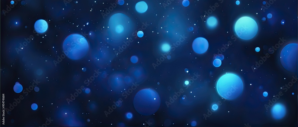 Digital painting of a dark blue bokeh background Digital painting of a dark blue bokeh background