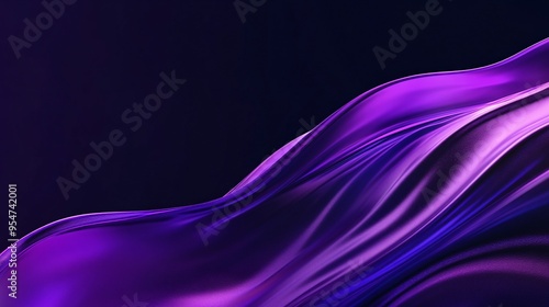 A smooth wave of vibrant purple fabric flowing elegantly across a dark background.
