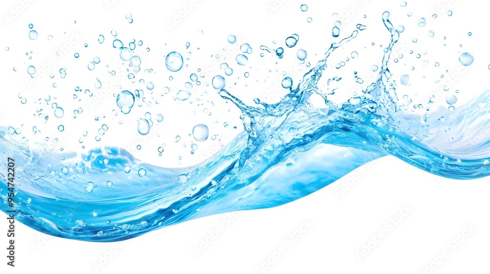 Water Splash and Bubbles on White Background Water Splash and Bubbles on White Background