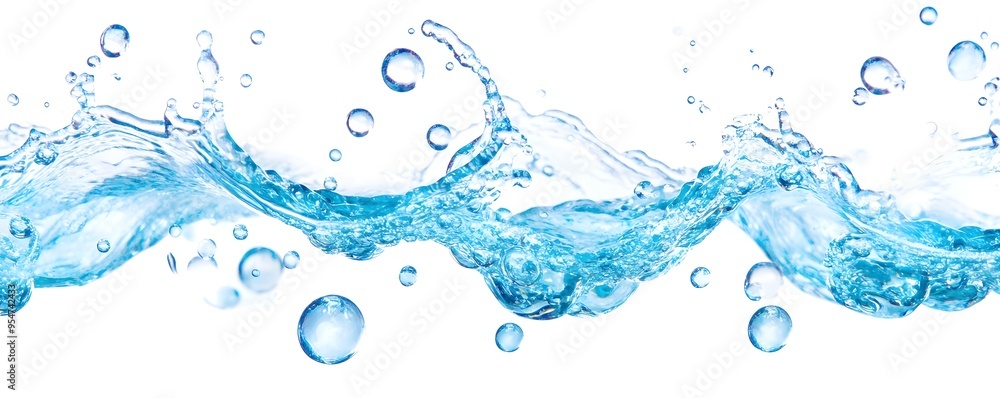 Water Splash and Bubbles on White Background Water Splash and Bubbles on White Background