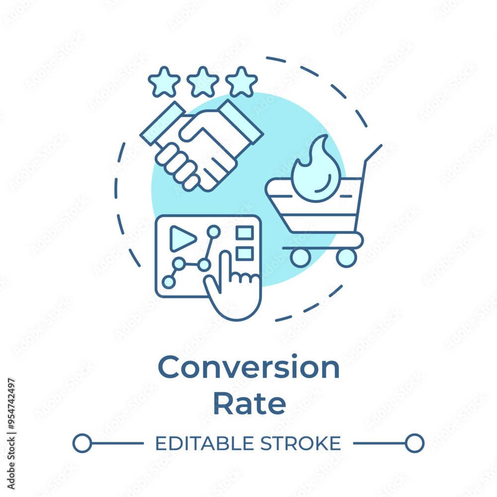 Conversion rate soft blue concept icon. Customer rating, sales. Marketing statistics. Round shape line illustration. Abstract idea. Graphic design. Easy to use in infographic, presentation Conversion rate soft blue concept icon. Customer rating, sales. Marketing statistics. Round shape line illustration. Abstract idea. Graphic design. Easy to use in infographic, presentation