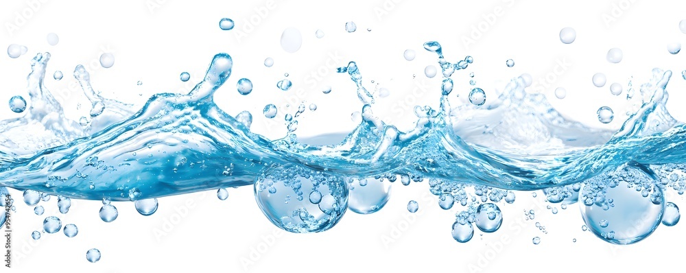 Water Splash and Bubbles on White Background Water Splash and Bubbles on White Background