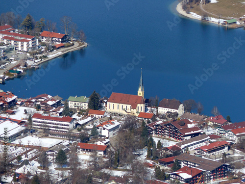 View from Wallberg  mountain to lake Tegernsee, Bavaria, Germany photo