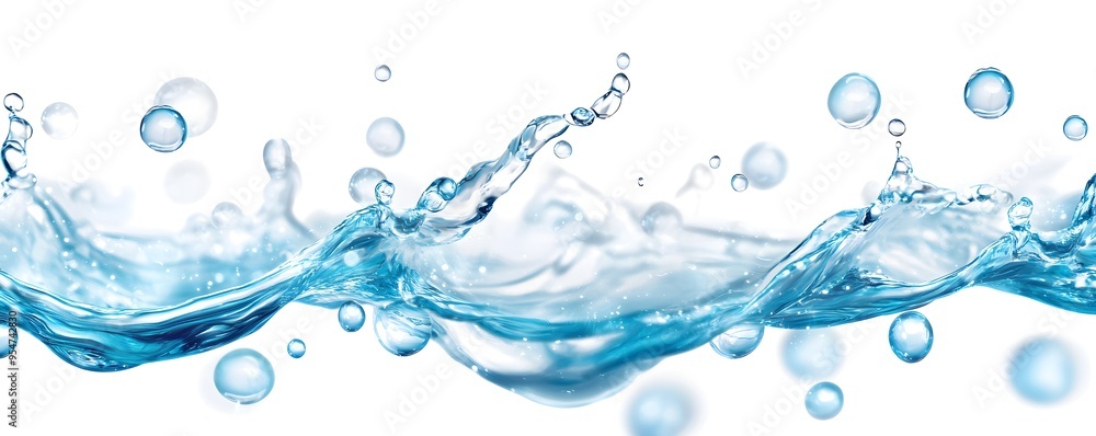 Water Splash and Bubbles on White Background Water Splash and Bubbles on White Background