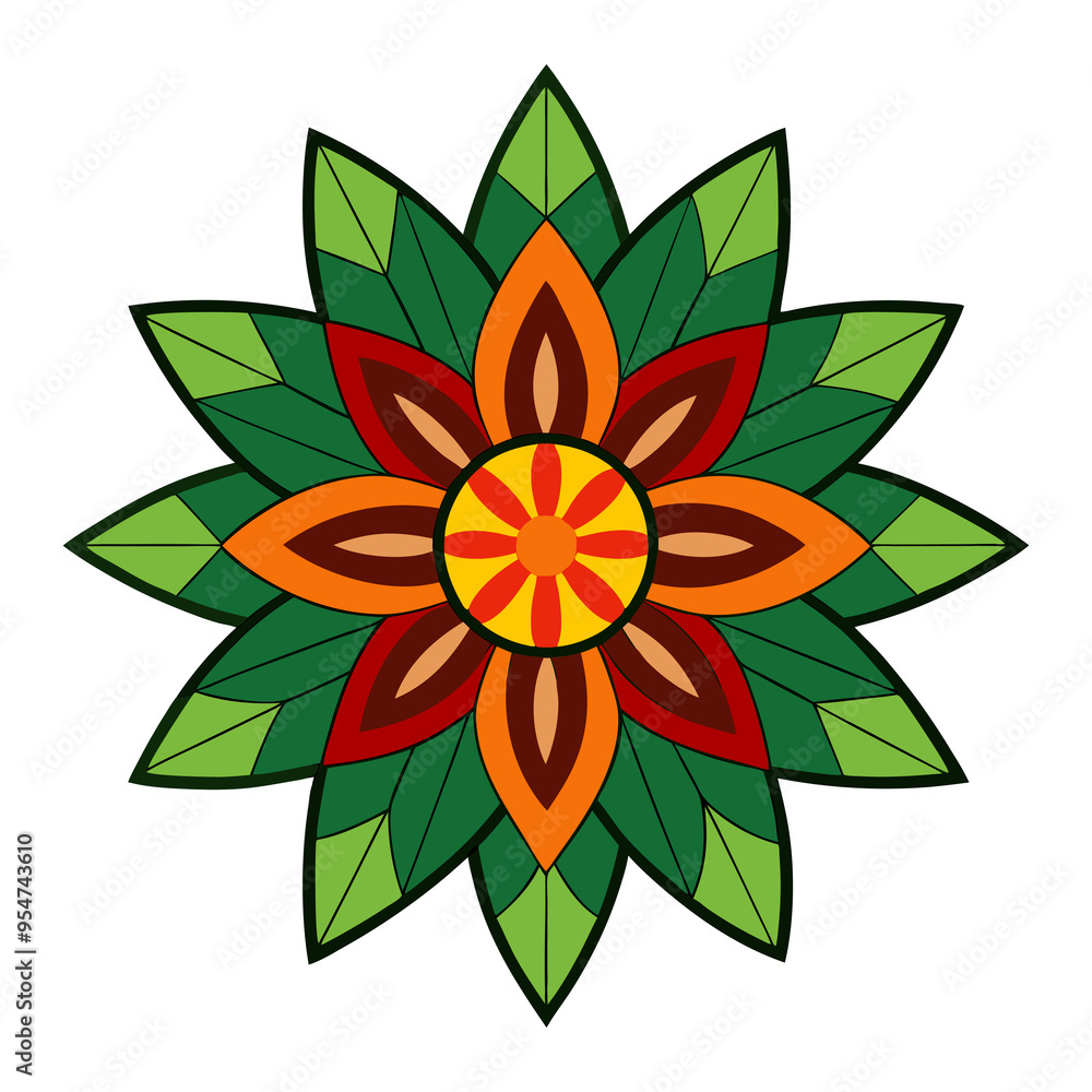 colorful Mandala of feather, bold, on white background colorful Mandala of feather, bold, on white background