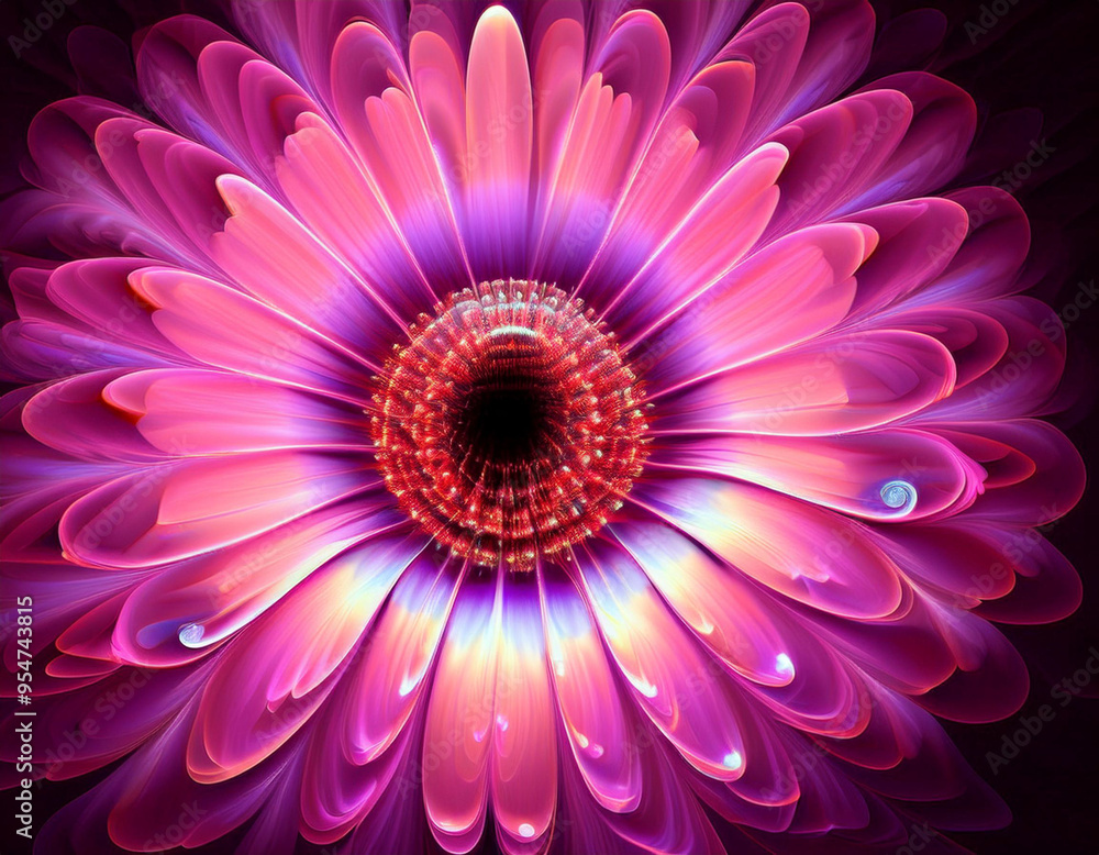 Fototapeta premium Closeup Illustration of a Pink Daisy Flower Detailed Artistic Floral Design and Botanical Art