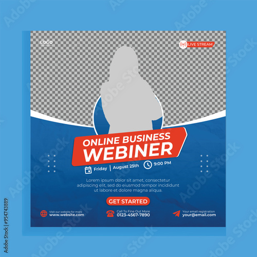 Business webinar conference social media post template design. Digital marketing for business promotion banner template.
