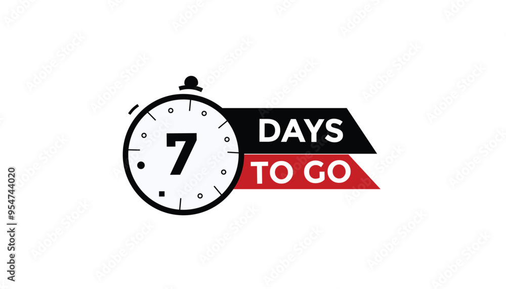 7 days to go Countdown number banner templates. time icon. Vector Illustration 7 days to go Countdown number banner templates. time icon. Vector Illustration