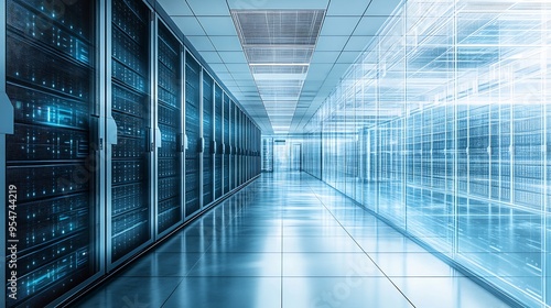 Blueprint of advanced data center with server room layouts cooling systems and infrastructure
