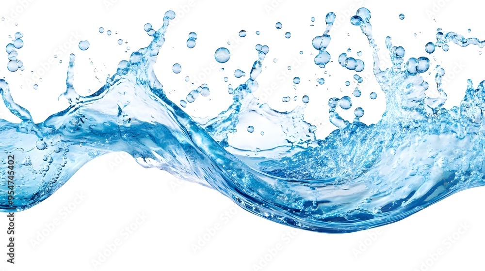 Water Splash, Blue Liquid, Isolated, White Background Water Splash, Blue Liquid, Isolated, White Background