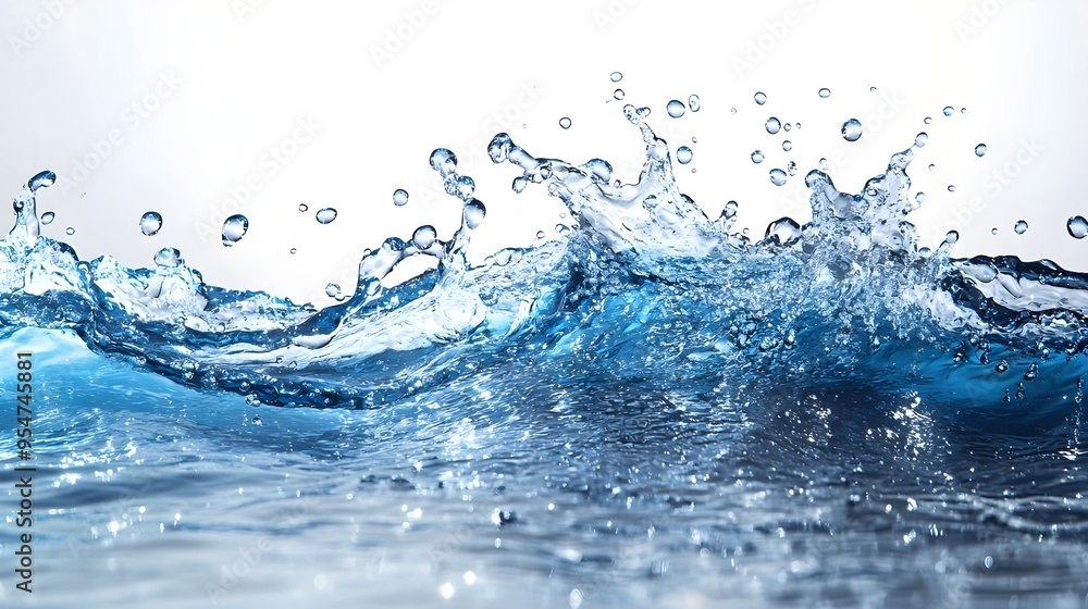 Water Splash, Blue Liquid, White Background