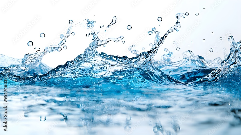 Water Splash, Blue Liquid, White Background, Texture, Abstract Water Splash, Blue Liquid, White Background, Texture, Abstract