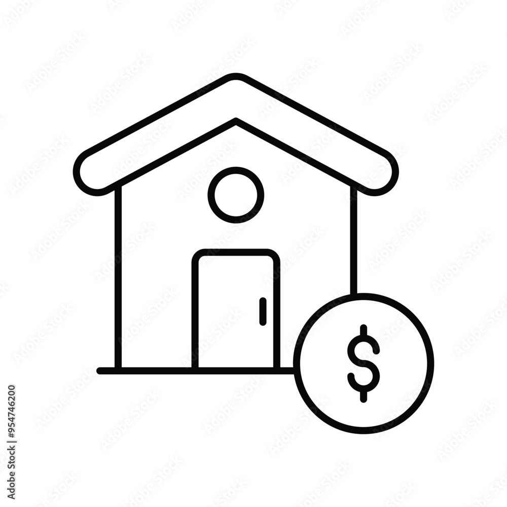 home budget line icon with white background vector stock illustration home budget line icon with white background vector stock illustration