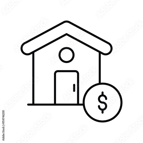 home budget line icon with white background vector stock illustration